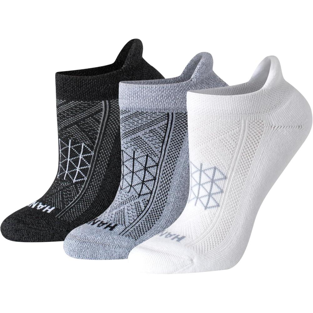 imageHanes womens No Show Running Socks Absolute Run Socks Breathable No Show Tab Socks for Running 4packWhiteGreyBlack