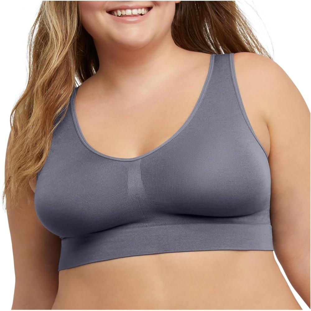 imageJUST MY SIZE Hanes Womens Seamless Bralette Pure Comfort Light Support Pullover Bra Plus SizesPrivate Jet