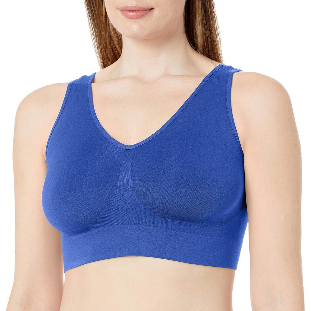 imageJUST MY SIZE Hanes Womens Seamless Bralette Pure Comfort Light Support Pullover Bra Plus SizesSparkle Blue