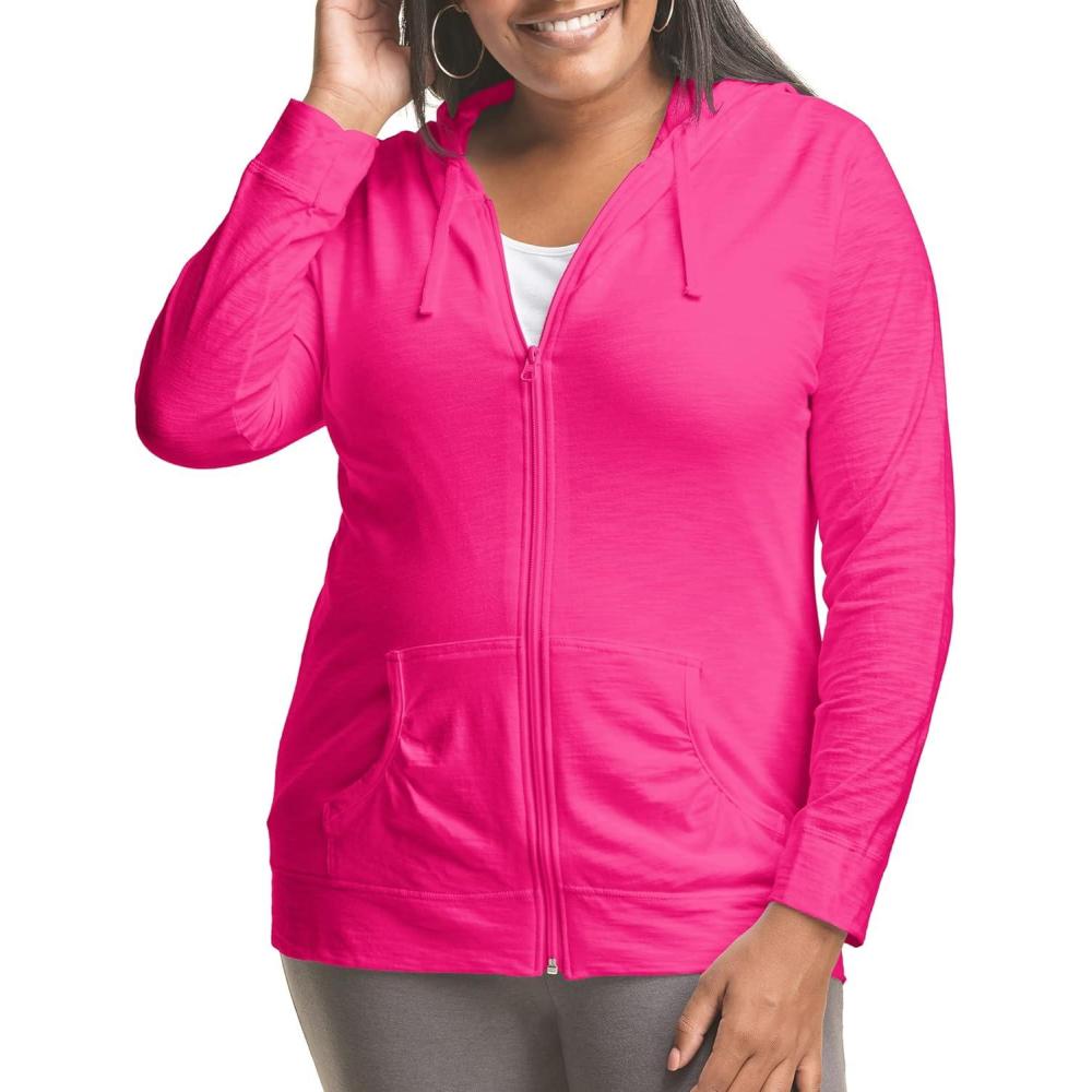imageJust My Size Womens Full Zip Jersey HoodieAmaranth