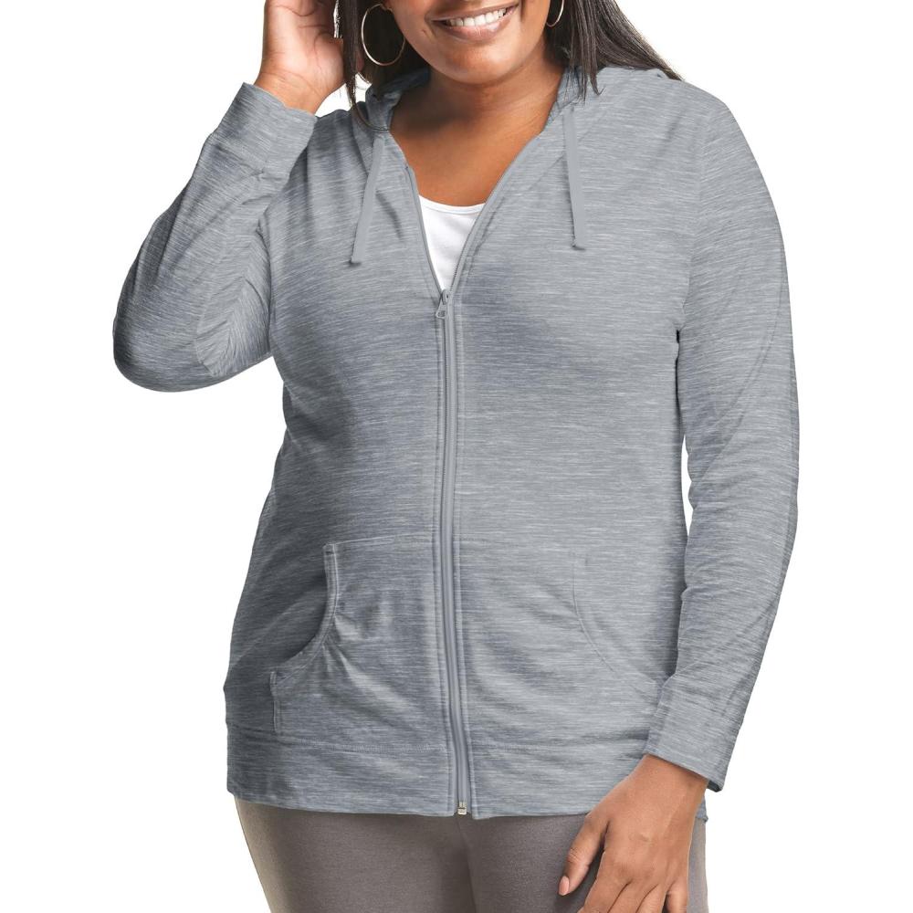 imageJust My Size Womens Full Zip Jersey HoodieDada Gray Pe Heather