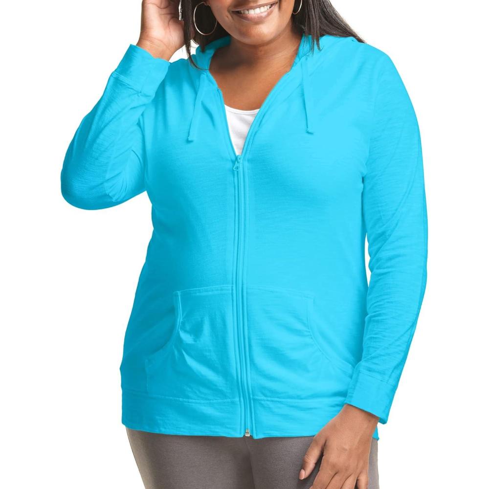 imageJust My Size Womens Full Zip Jersey HoodieProcess Blue