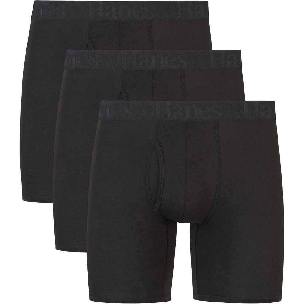 imageMens Originals Boxer Briefs ampamp Trunks Supersoft Bamboo from Viscose Underwear 3PackRegular Leg Black 3 Pack