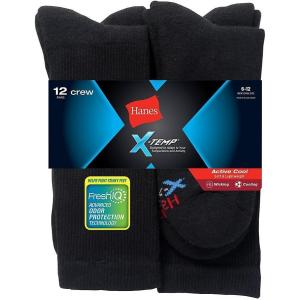 Hanes Big & Tall Crew Socks (12-Pack) for Men(Black)