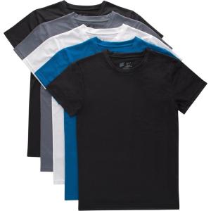 Hanes Boys’ Big Originals Performance Mesh Tween T-Shirt Pack, Stretch Undershirts, 5-Pack(Black/Blue/Grey/White)