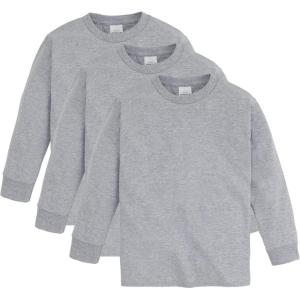 Hanes Boys ComfortSoft Long-Sleeve T-Shirt Pack, Cotton Tees for Boys, 3-Pack(Light Steel)