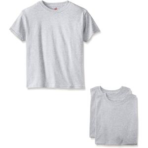 Hanes Boys Essentials Short Sleeve T-shirt Value Pack, 3 or 6-Pack(Light Steel – 3 Pack)