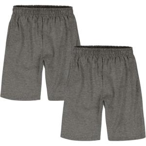 Hanes Boys Jersey Shorts Pack, 2-Pack, Cotton Shorts for Boys with Pockets, Pull-On Shorts(Charcoal Heather)