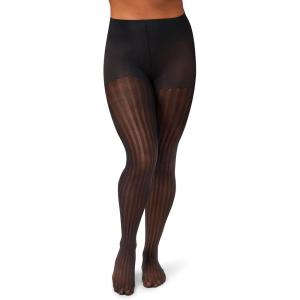 Hanes EcoSmart Openwork Stripe Women’s Fashion Tights, Control Top, Sheer Toe, Black