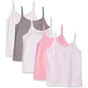 Hanes Girls’ Camisole, 100% Cotton Tagless Cami, Toddler Sizing, Multiple Packs & Colors Available(Gray/Light Pink/White – 5 Pack)