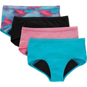 Hanes Girls’ Comfort, Period. Boys’hort & Hipster Period Underwear, Moderate Protection, Multi-Pack(Boyshort – Pink/Blue/Black – 4 Pack)