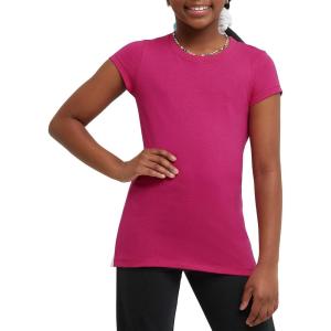 Hanes Girls’ Jersey Cotton Tee (Pack Of 2)(Amaranth)