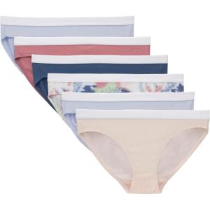 Hanes Girls’ Originals Underwear, Stretch Cotton Boyshorts, Hipster, Bikini Panties, 6-Pack(Blush Pink  Periwinkle  Tie-dye  Navy  Mauve)