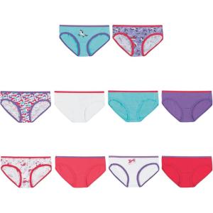 Hanes Girls and Toddler Underwear, Cotton Knit Tagless Brief, Hipster, and Bikini Panties, Multipack (Colors May Vary)(Hipster – Assorted – 10 Pack)