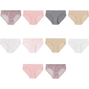 Hanes Girls and Toddler Underwear, Cotton Knit Tagless Brief, Hipster, and Bikini Panties, Multipack (Colors May Vary)(Hipster – Assorted 2 – 10 Pack)