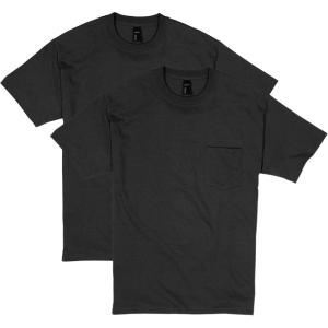 Hanes Mens Beefy-t Pocket, Heavyweight Cotton Pocket Tee for Men, Full-Cut T-Shirt, 1 Or 2 Pack(Black – 2 Pack)