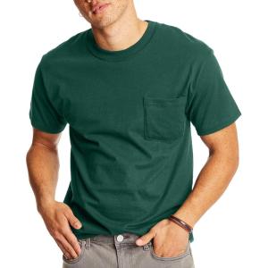 Hanes Mens Beefy-t Pocket, Heavyweight Cotton Pocket Tee for Men, Full-Cut T-Shirt, 1 Or 2 Pack(Deep Forest – 1 Pack)