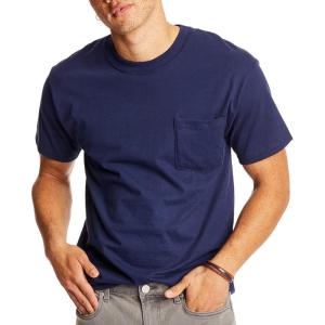Hanes Mens Beefy-t Pocket, Heavyweight Cotton Pocket Tee for Men, Full-Cut T-Shirt, 1 Or 2 Pack(Navy – 1 Pack)