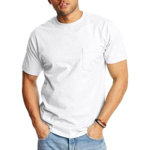Hanes Mens Beefy-t Pocket, Heavyweight Cotton Pocket Tee for Men, Full-Cut T-Shirt, 1 Or 2 Pack(White – 1 Pack)