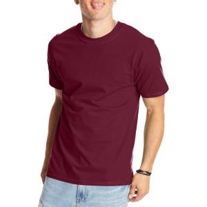 Hanes Men’s Beefy-t T-Shirt, Heavyweight Cotton Tee, 1 Or 2 Pack, Big & Tall(Maroon – 1 Pack)