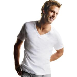 Hanes Mens Cotton, Moisture-wicking V-neck Tee Undershirts, Multiple Packs And Colors, White, Large US