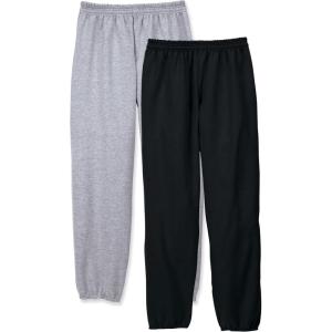 Hanes Mens EcoSmart Best Sweatpants, Athletic Lounge Pants with Cinched Cuffs, 1 Or 2 Pack(Black/Light Steel – 2 Pack)