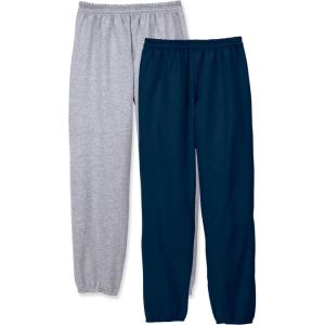 Hanes Mens EcoSmart Best Sweatpants, Athletic Lounge Pants with Cinched Cuffs, 1 Or 2 Pack(Light Steel/Navy – 2 Pack)