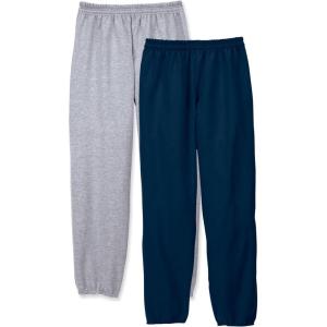 Hanes Men’s Ecosmart Best Sweatpants, Athletic Lounge Pants with C”ed Cuffs(Light Steel/Navy – 2 Pack)