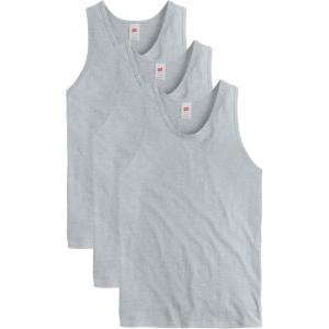 Hanes Mens Essentials Tank Top Pack, Midweight Cotton Tanks, Sleeveless Shirts, 3-Pack(Light Steel)