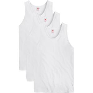 Hanes Mens Essentials Tank Top Pack, Midweight Cotton Tanks, Sleeveless Shirts, 3-Pack(White)