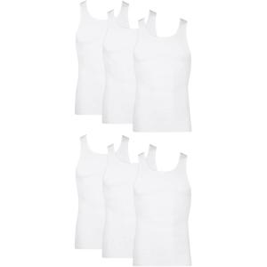 Hanes Men’s FreshIQ Odor Control ComfortSoft Moisture Wicking Tagless Tank Undershirts(White – 6 Pack)