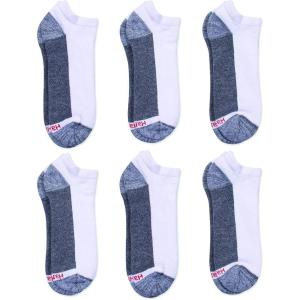 Hanes Men’s Max Cushion Low Cut Socks, 6 and 8 Packs(White/Grey – 6 Pair Pack)