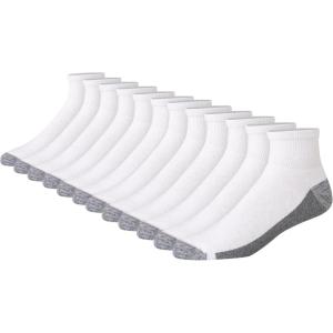 Hanes Men’s Max Cushioned Ankle Socks, Multipacks(White – 12 Pack)