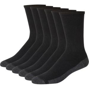 Hanes Men’s Max Cushioned Crew Socks, Moisture-Wicking with Odor Control, Multipack(Black/Grey Foot Bottom – 6 Pack)