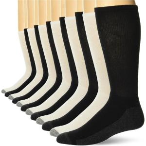 Hanes Men’s Max Cushioned Crew Socks, Moisture-Wicking with Odor Control, Multipack(Black/White – 12 Pack)