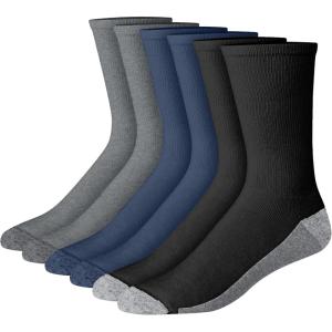 Hanes Men’s Max Cushioned Crew Socks, Moisture-Wicking with Odor Control, Multipack(Charcoal/Navy/Black – 6 Pack)