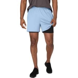 Hanes Men’s Moves Workout Boxer Brief Liner & Total Support Pouch, Moisture-Wicking Shorts, 5” Inseam(Upstate Blue/Black)