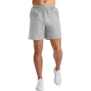 Hanes Men’s Originals Cotton Pockets, Pull-on Jersey Gym Shorts, 7″(Light Steel)
