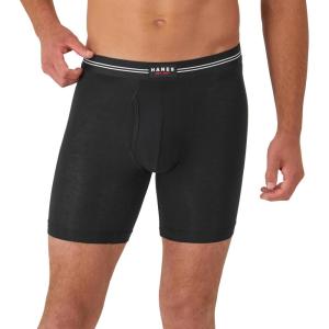 Hanes Men’s Perfect Flex Breathable Boxer Brief Underwear, Lightweight Luxe Modal Blend, Supportive Pouch, 1-Pack(Black)