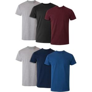 Hanes Men’s Pocket T-Shirt Pack, 6-Pack, Cool & Breathable Cotton Tees, Stay-Tucked Undershirts for Men(Assorted – 6 Pack)
