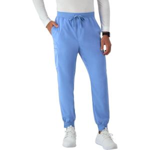 Hanes Men’s Scrubs Healthcare Joggers, Scrub Joggers for Men, Moisture-Wicking & Odor Control, Multiple Pockets(Ceil Blue 2)
