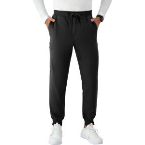 Hanes Men’s Scrubs Healthcare Joggers, Scrub Joggers for Men, Moisture-Wicking & Odor Control, Multiple Pockets(New Ebony)