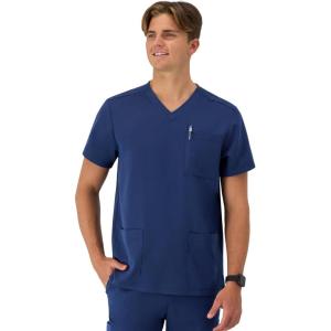 Hanes Mens Scrubs Healthcare Top, Moisture-Wicking Stretch Scrub Shirts for Men, Odor Control(Athletic Navy)