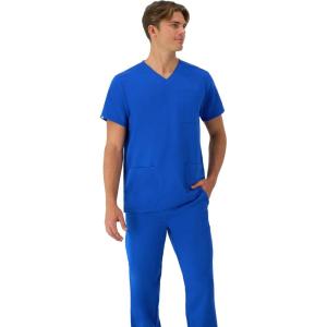 Hanes Mens Scrubs Healthcare Top, Moisture-Wicking Stretch Scrub Shirts for Men, Odor Control(Royal Blue)