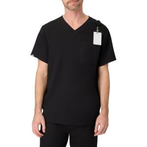 Hanes Mens Scrubs Healthcare Top, Scrub Shirt for Men, Moisture-Wicking & Odor Control, One Pocket(New Ebony)