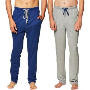Hanes Men’s Solid Knit Sleep Pant with Pockets and Drawstring(Blue/Active Grey)