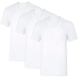 Hanes Mens Sweat Block Undershirt, Underarm Sweat Blocking Tee, White V-Neck T-Shirt, 3-Pack(White)