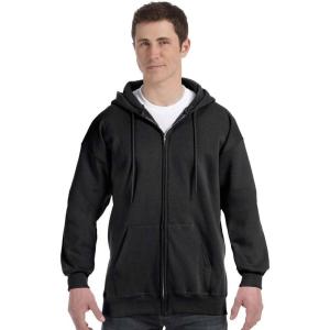 Hanes Men’s Ultimate Full-Zip Hoodie, Men’s Hooded Fleece Sweatshirt with Zipper(Black)