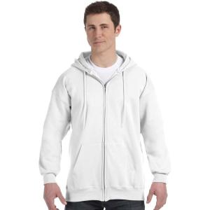 Hanes Men’s Ultimate Full-Zip Hoodie, Men’s Hooded Fleece Sweatshirt with Zipper(White)