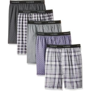 Hanes Men’s Underwear Boxers Pack, Cool & Breathable Cotton Underwear, Moisture-Wicking Boxers for Men(Assorted Prints – 5 Pack)
